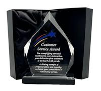 Express Medals 7.25 Inch Acrlic Diamond Shaped Customer Service Achievement Award Trophy. Plaque recogniton Awards with Gift Presentation Box