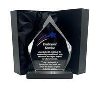 Express Medals 7.25 Inch Acrlic Diamond Shaped Dedicated Service Achievement Award Trophy. Plaque recogniton Awards with Gift Presentation Box