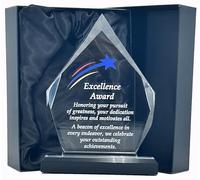 Express Medals 7.25 Inch Acrlic Diamond Shaped Excellence Achievement Award Trophy. Plaque recogniton Awards with Gift Presentation Box