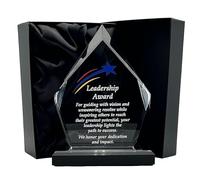 Express Medals 7.25 Inch Acrlic Diamond Shaped Leadership Achievement Award Trophy. Plaque recogniton Awards with Gift Presentation Box
