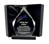Express Medals 7.25 Inch Acrlic Diamond Shaped Rising Star Achievement Award Trophy. Plaque recogniton Awards with Gift Presentation Box