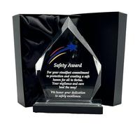 Express Medals 7.25 Inch Acrlic Diamond Shaped Safety Achievement Award Trophy. Plaque recogniton Awards with Gift Presentation Box
