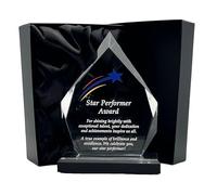 Express Medals 7.25 Inch Acrlic Diamond Shaped Star Performer Achievement Award Trophy. Plaque recogniton Awards with Gift Presentation Box