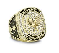 Express Medals Champion Gold Tennis Trophy Ring Award Gift Prize with Display Neck Chain and Stand Championship Rings