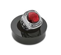 Express Medals Crimson Color Center Stone Trophy Ring, Fantasy Award with Neck Chain and Stand, Championship Rings, Non-Precious Metal, Cubic Zirconia