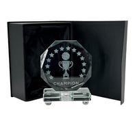 Express Medals Crystal Basketball Trophy Award, 6 Inch, Octagon Shape, Champion Design with Black Gift Presentation Box Tournament Winner Trophies