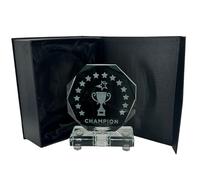 Express Medals Crystal Victory Cup Star Trophy Award, 6 Inch, Octagon Shape, Champion Design with Black Gift Presentation Box Tournament Winner Trophies