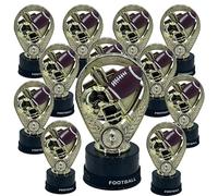 Express Medals Pack of 12, 6 Inch Football Trophies with Wristbands, Tackle Flag Touch Trophy Award Recognition Champion Player Team