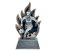 Express Medals Soccer Trophy, 6.5 Inch Female Player Design with Flame Background, Clear Acrylic, Pack of 12