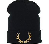EXPRESS-STICKEREI Beanie with Embroidery Deer Antlers Tradition Warm Winter Beanie hat Beanie Strechable and Soft Cuffed Beanie Cap Unisex