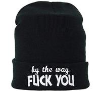 EXPRESS-STICKEREI Beanie with Embroidery Funny Slogan Warm Winter Beanie hat Beanie Strechable and Soft Cuffed Beanie Cap Unisex (by The Way... Fuck You - Strickmütze)