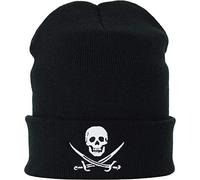 EXPRESS-STICKEREI Beanie with Embroidery Heavy Metal Warm Winter Beanie hat Beanie Strechable and Soft Cuffed Beanie Cap Unisex (Piratenflagge - Strickmütze)