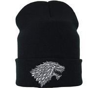 EXPRESS-STICKEREI Beanie with Embroidery Motif Design Warm Winter Beanie hat Beanie Strechable and Soft Cuffed Beanie Cap Unisex (Haus Stark G.O.T. Wolf -Strickmütze)
