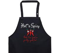 EXPRESS-STICKEREI Cooking apron Barbecue men Adjustable Kitchen Aprons with Pocket | adjustable neck strap (Hot & Spicy (and the food is pretty good too!) - Kochschürze)