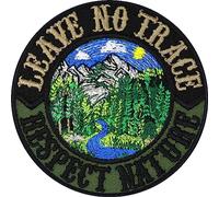 EXPRESS-STICKEREI Leave No Trace Naturfreunde Sew-On Iron-On Patch, 80 x 80 mm, 1 Piece, Square, Patch