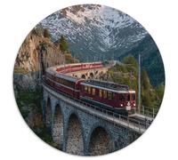 Express Train Passes through The Towering Stone Bridge in The Alps,Rätsel Für Erwachsene 1000pcs (67.5x67.5cm),Herausforderungsspiele