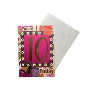"Express Yourself" Birthday Card for a Special Girl Age 10 - Colorful Design - Includes Envelope