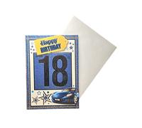 "Express Yourself" Birthday Card for Age 18 Male - Includes Envelope - Fancy Car Design on a Blue Font