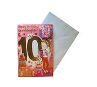 "Express Yourself" Birthday Card for Granddaughter Age 10 - Envelope and Badge Included - Animated Design with Girl Listening to Music Design