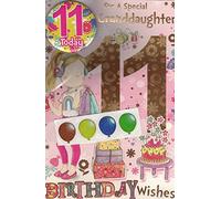 "Express Yourself" Birthday Card for Granddaughter Age 11 - Envelope and Badge Included - Animated Design with Girl Listening to Music Design
