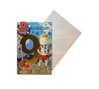 "Express Yourself" Birthday Card For Grandson Age 9 - Includes Badge and Envelope - Animated Little Boy Football Champion Design