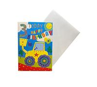 "Express Yourself" Birthday Card for Male Age 3 - Includes Envelope - Featuring Animated Tractor for Him