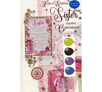 "Express Yourself" Birthday Card for Sister - Includes Keepsake and Envelope - Gift Theme Design for Her