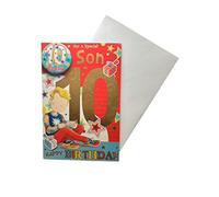 "Express Yourself" Birthday Card for Son Age 10 - Includes Badge and Envelope - Animated Gamer Boy Card for 10-Year-Old Boy