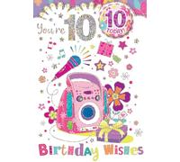 "Express Yourself" Birthday Card with Included Badges for Age 10- Includes Keepsake and Badge - Loud Speaker attached mic with beautiful star decoration.