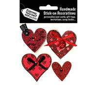 Express Yourself DIY, self Adhesive, 4 Hearts Topper - Ideal for Card Making, Scrapbooking, Papercrafts, Childrens Crafts etc