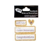Express Yourself DIY, self Adhesive, Golden Anniversary on Gold Tag, Topper - Ideal for Card Making, Scrapbooking, Papercrafts, Childrens Crafts etc