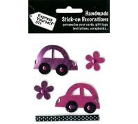 Express Yourself DIY, self Adhesive, Pink Cars & Flowers Topper - Ideal for Card Making, Scrapbooking, Papercrafts, Childrens Crafts etc