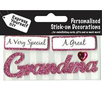Express Yourself DIY self adhesive Pink Sparkle Grandma card topper