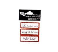 Express Yourself DIY, self Adhesive, Ruby Anniversary on Red Tag, Topper - Ideal for Card Making, Scrapbooking, Papercrafts, Childrens Crafts etc