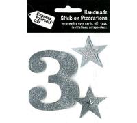 Express Yourself DIY, self Adhesive, Silver 3, Topper - Ideal for Card Making, Scrapbooking, Papercrafts, Childrens Crafts etc