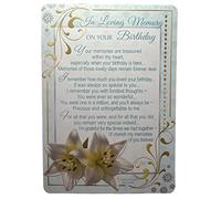"Express Yourself" in Loving Memory on Your Birthday - Graveside Plastic Keepsake - Lilies Flower Design and Blank Space for Personalization