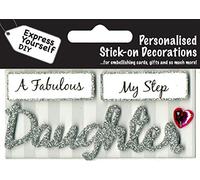 Express Yourself MIP Daughter (Silver) Caption Topper - Self Adhesive Greeting Card Craft Embellishment Sticker Set for Card Making, Gift Wrapping, Scrapbooking, Paper Crafts and DIY Projects