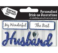 Express Yourself MIP Husband (Blue) Caption Topper - Self Adhesive Greeting Card Craft Embellishment Sticker Set for Card Making, Gift Wrapping, Scrapbooking, Paper Crafts and DIY Projects