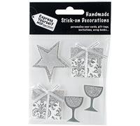 Express Yourself MIP Mip 3D Stickers Silver Stars, Gifts and Glasses, Acrylic, Multicoloured, 3-Piece