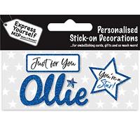Express Yourself MIP, self adhesive Blue Male Name 'Ollie' Sticker - Ideal for Card Making, Gift Wrapping, Scrapbooking, Papercrafts, Childrens Crafts etc