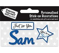 Express Yourself MIP, self adhesive Blue Male Name 'Sam' Sticker - Ideal for Card Making, Gift Wrapping, Scrapbooking, Papercrafts, Childrens Crafts etc