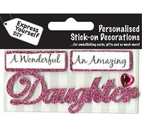 Express Yourself MIP, self Adhesive, Daughter (Pink) Caption Topper - Ideal for Card Making, Scrapbooking, Papercrafts, Childrens Crafts etc