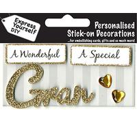 Express Yourself MIP self-adhesive Gold 'Gran' Topper, ideal for Card Making, Gift Wrapping & Papercrafts