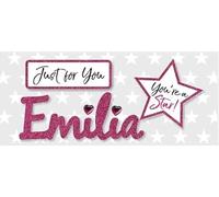 Express Yourself MIP, self adhesive Pink Female Name 'Emilia' Sticker - Ideal for Card Making, Gift Wrapping, Scrapbooking, Papercrafts, Childrens Crafts etc