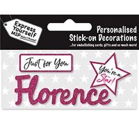 Express Yourself MIP, self adhesive Pink Female Name 'Florence' Sticker - Ideal for Card Making, Gift Wrapping, Scrapbooking, Papercrafts, Childrens Crafts etc