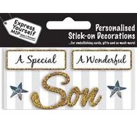 Express Yourself MIP, self Adhesive, Son (Gold) Caption Topper - Ideal for Card Making, Scrapbooking, Papercrafts, Childrens Crafts etc