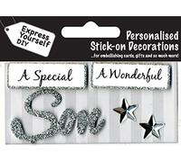 Express Yourself MIP, self Adhesive, Son (Silver) Caption Topper - Ideal for Card Making, Scrapbooking, Papercrafts, Childrens Crafts etc