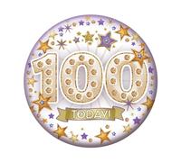 Express Yourself Party Lands for 100 Today - Purple & Golden Badges with Beautiful Colourful Stars Decoration and 100 Number Golden Balls Design Character.