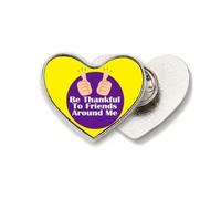 Expressing Grateful Life Friends Heart Metal Pin Brooch Clip Love