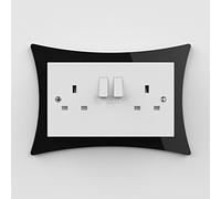 Expression Products Double Light Switch or Plug Socket Back Plate Finger Surround Panel Black (8 ColoursAvailable) - Free Trolley Token Material Sample Included per Shipment